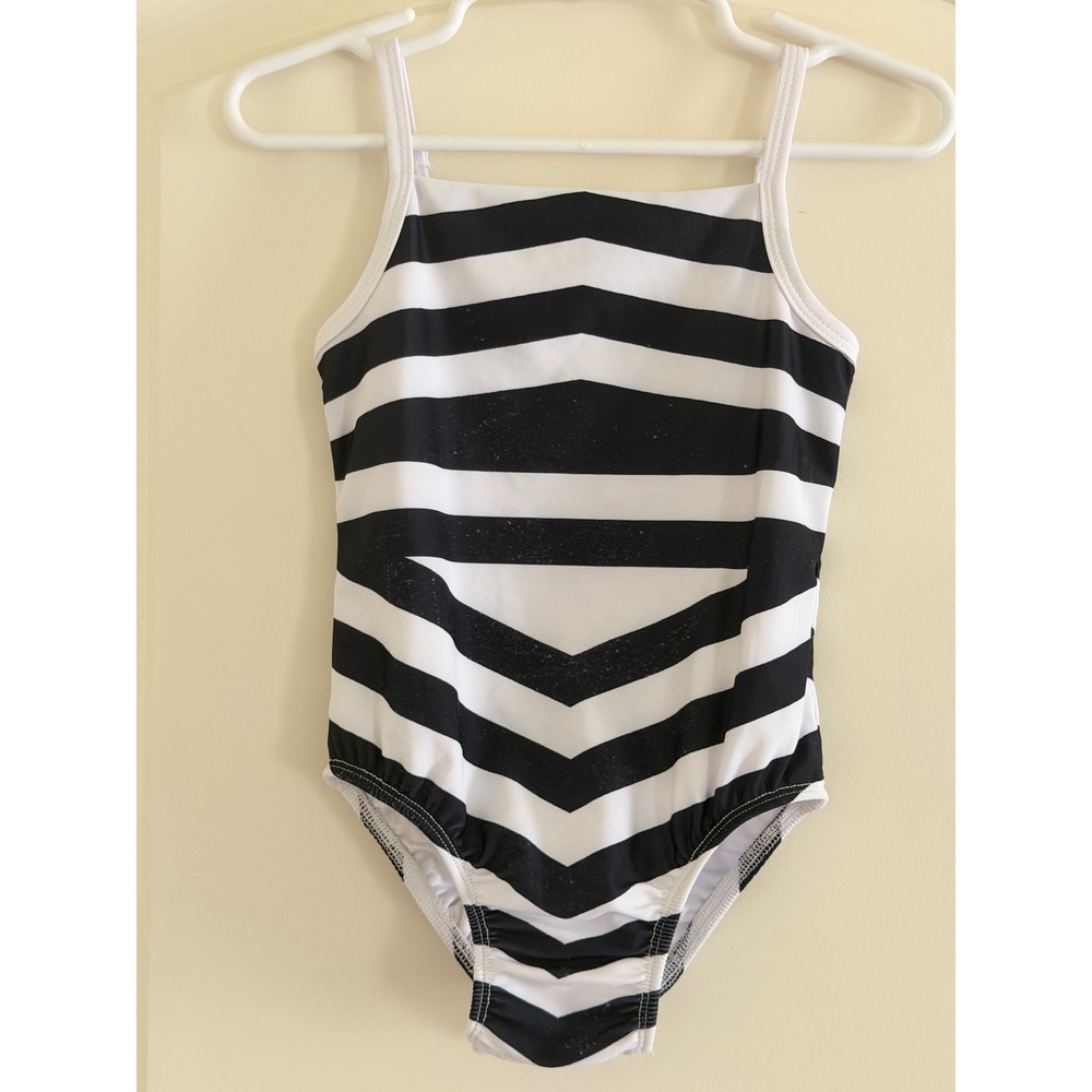 Only Little Once Toddler Girls Black White Chevron Stripe Barbie Swimsuit 2/3